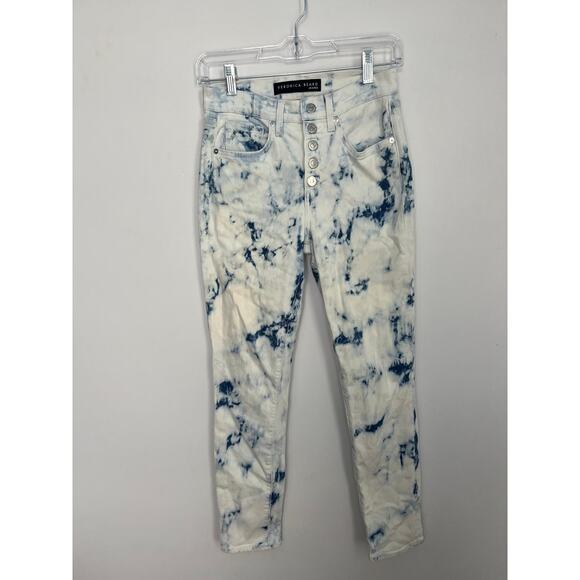 Veronica Beard Jeans Tie Dye Skinny Pants Women Size 26 High Rise Button Fly - Picture 1 of 10